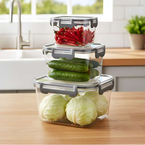 Acrylic Square Tupperware Set - 3 Pcs
